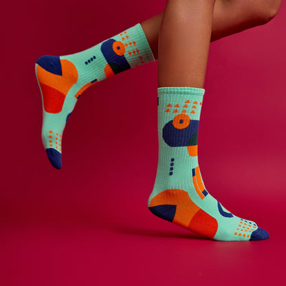 Mint Yeşili Geometrik Çorap