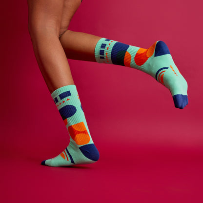 Mint Yeşili Geometrik Çorap