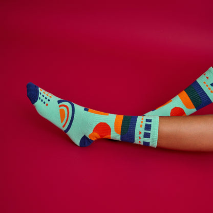 Mint Yeşili Geometrik Çorap
