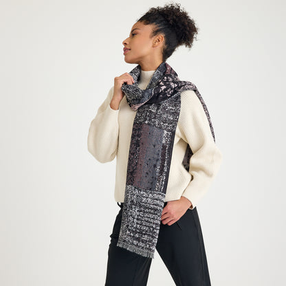 Oriental Softness Kışlık Pamuk Şal - Siyah Desen