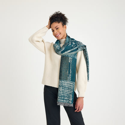Oriental Softness Kışlık Pamuk Şal - Yeşil Desen