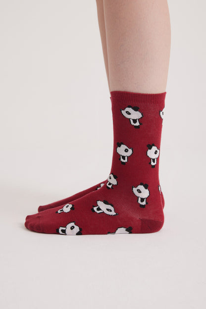 Kırmızı Panda Desenli Renkli Çorap