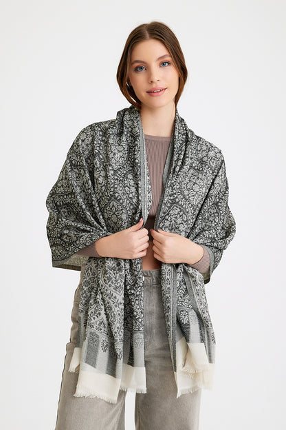Ethnic Cotton Pamuk Şal -  Anatolian Noir
