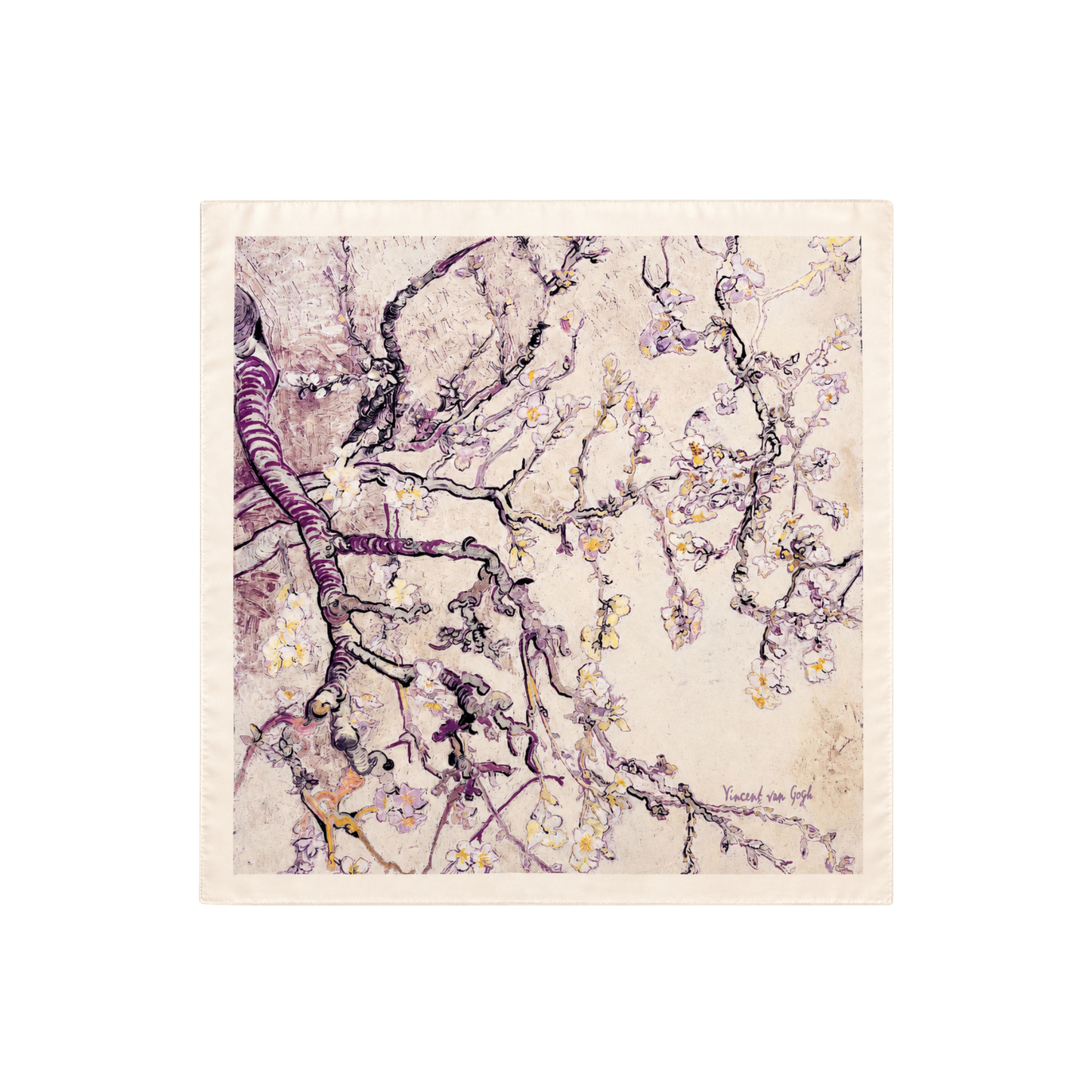 Badem Çiçeği Fular – Ekru | 55 cm x 55 cm