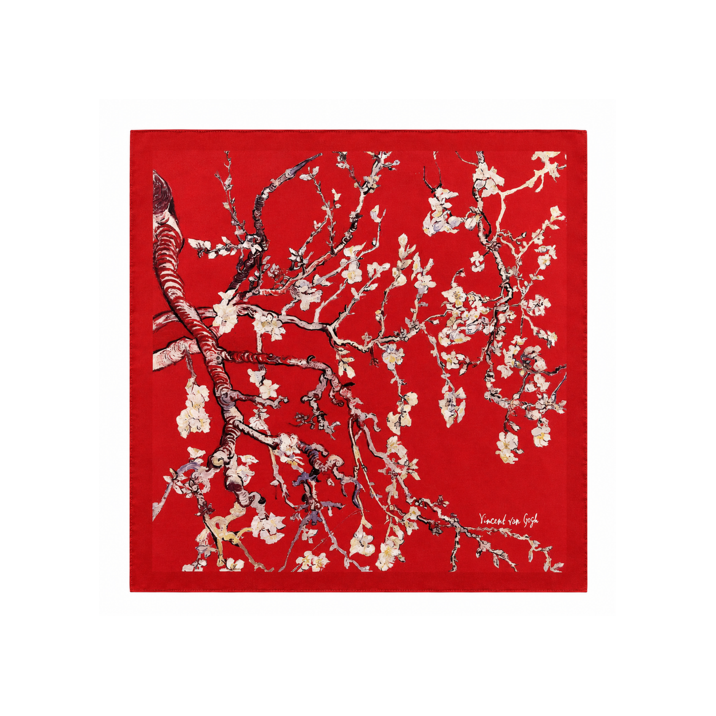 Badem Çiçeği Fular – Nar Çiçeği | 55 cm x 55 cm