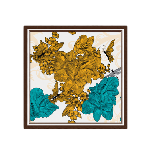 Bahar Bahçesi fuşya ipek fular – 68x68 cm – floral desenli ürün görseli
