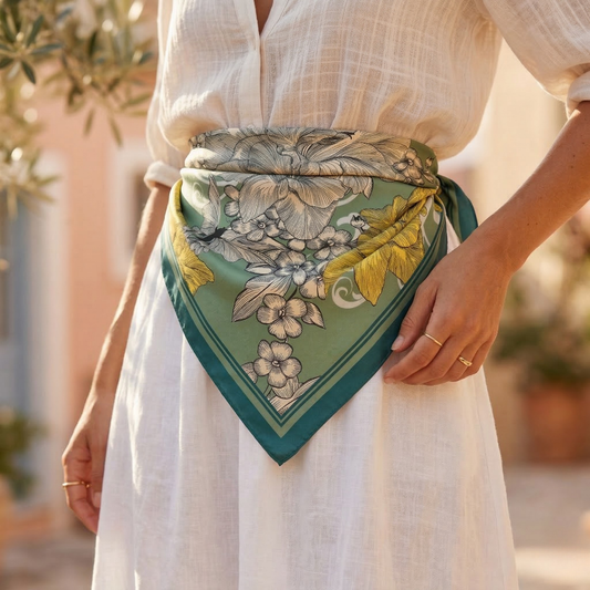 Bahar Bahçesi Fular – Yeşil | 68 cm x 68 cm