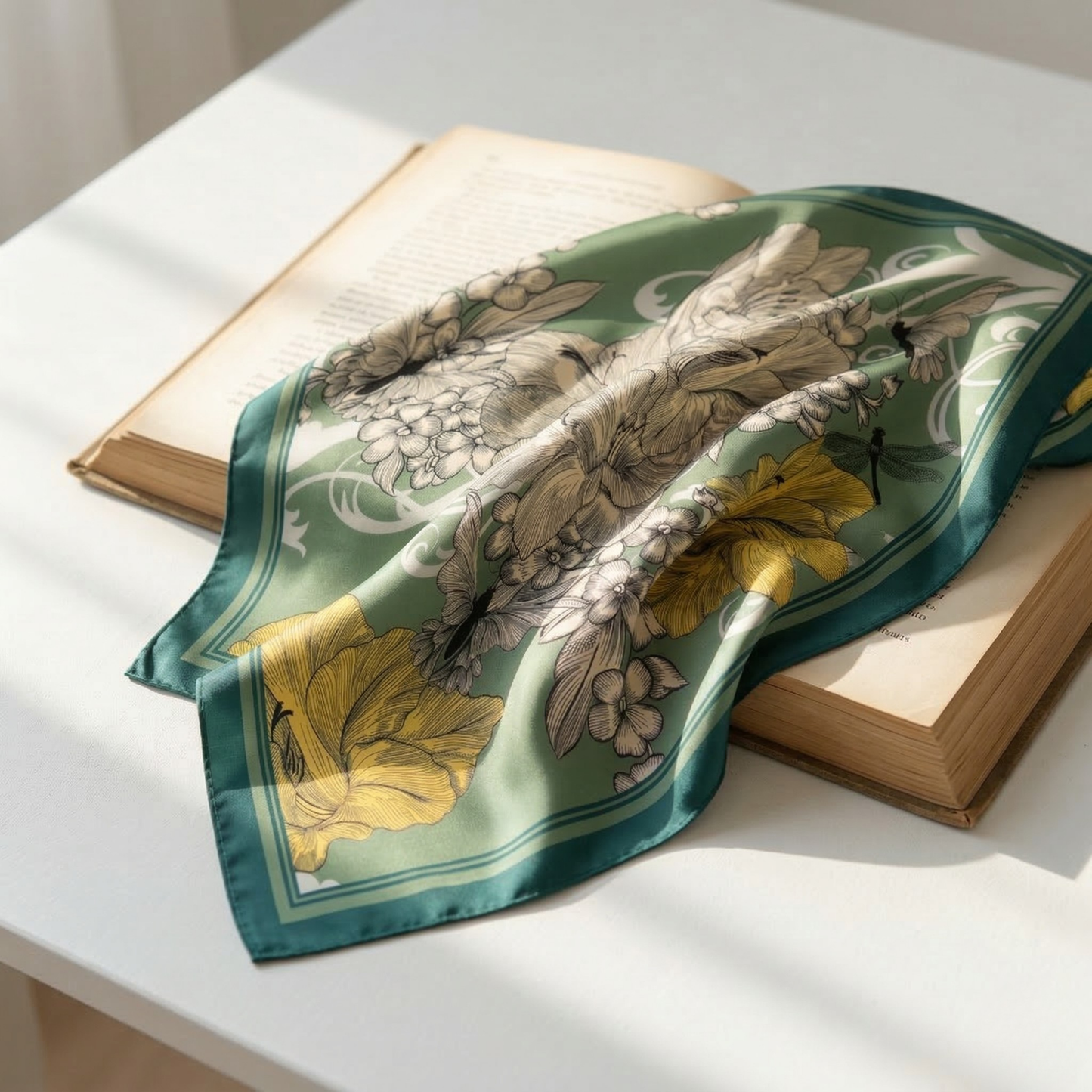 Bahar Bahçesi Fular – Yeşil | 68 cm x 68 cm