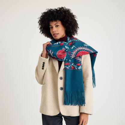 El Işlemesi Ipek Kaşmir Şal – Bereket Mavi