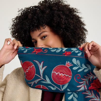 El Işlemesi Ipek Kaşmir Şal – Bereket Mavi