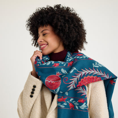 El Işlemesi Ipek Kaşmir Şal – Bereket Mavi