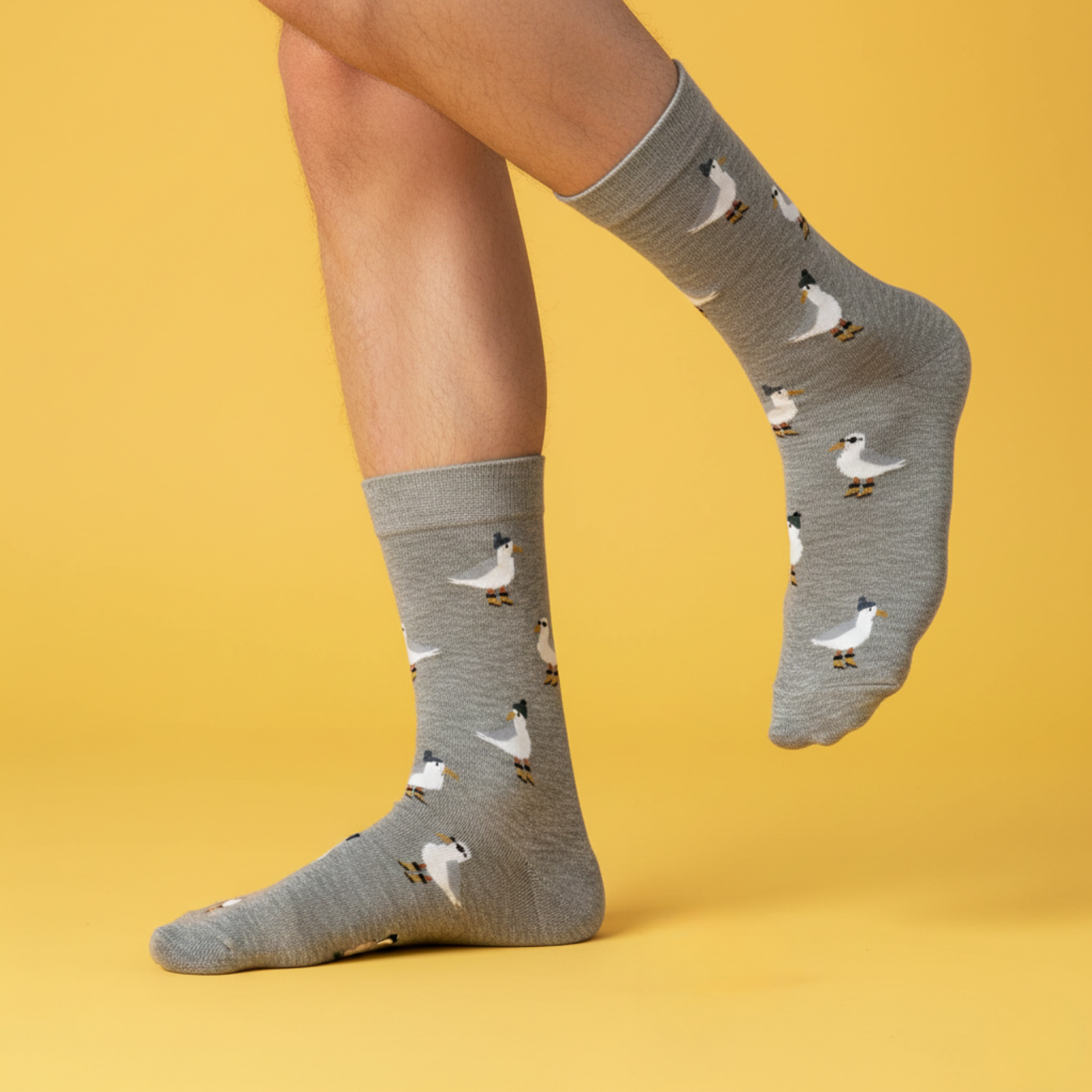 Gri Martı Desenli Çorap