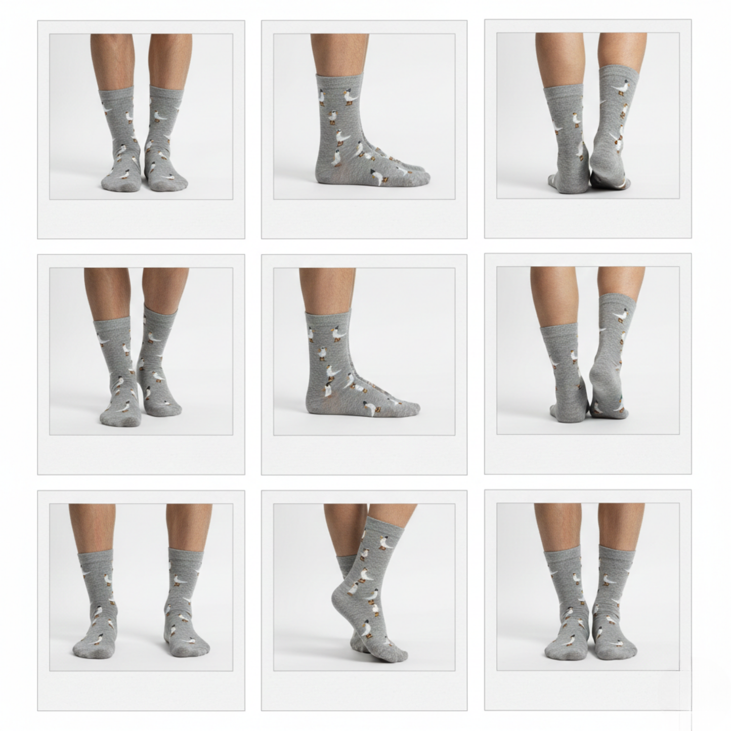 Gri Martı Desenli Çorap