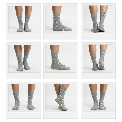 Gri Martı Desenli Çorap