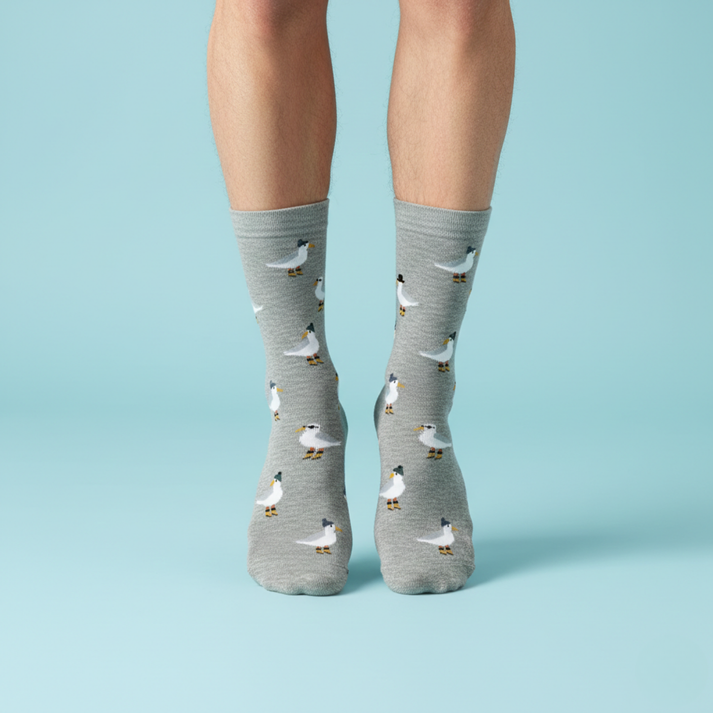 Gri Martı Desenli Çorap