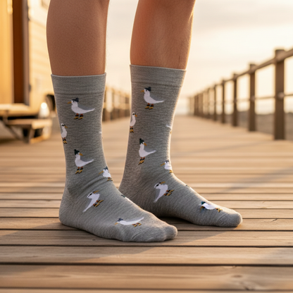 Gri Martı Desenli Çorap