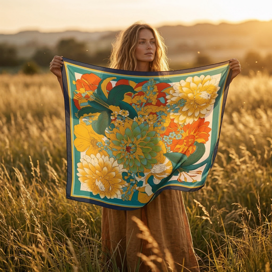 Güneş Buketi Fular – Safran | 68 cm x 68 cm