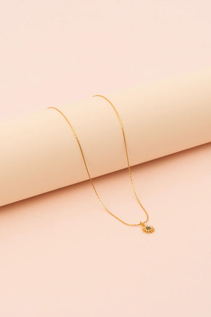 Mini-Sun Lacivert Zirkon Taşlı Minimal Güneş Figürlü Altın Kaplama Kolye