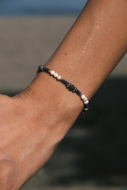 Lapis Lazuli Kristal Mini Barok İnci Tasarım Bileklik