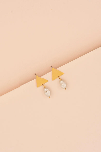 Geometrik Minimal İnci Küpe