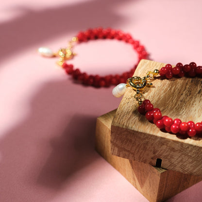 Barok İnci Charm Mercan Dizi Bileklik