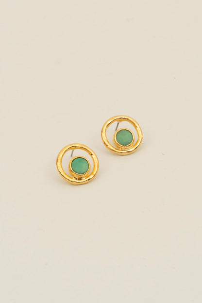Opal Taşlı Halka Model Küpe