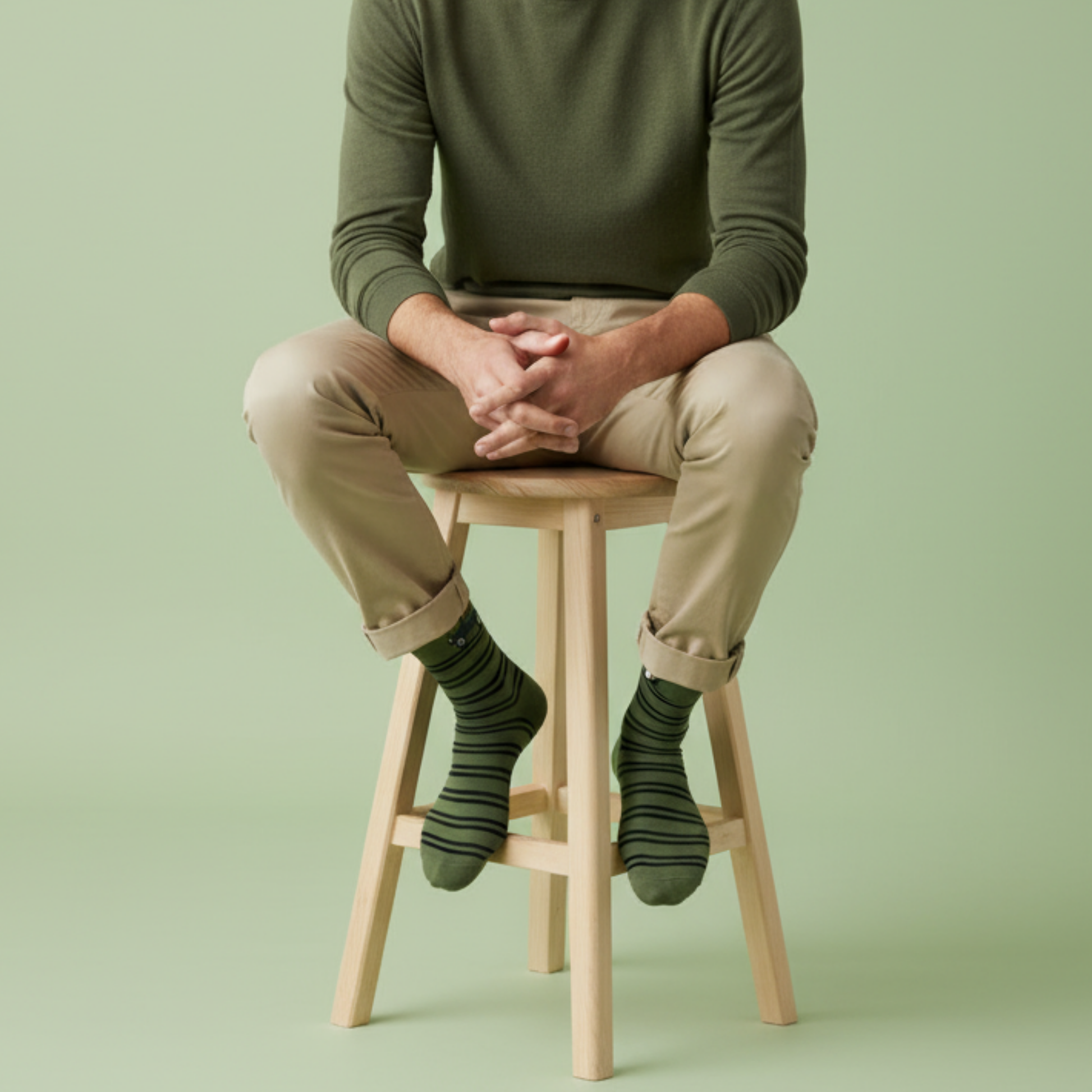 Yeşil çizgili zemin üzerinde tavanında sörf tahtası taşıyan jip motifli soket çorap