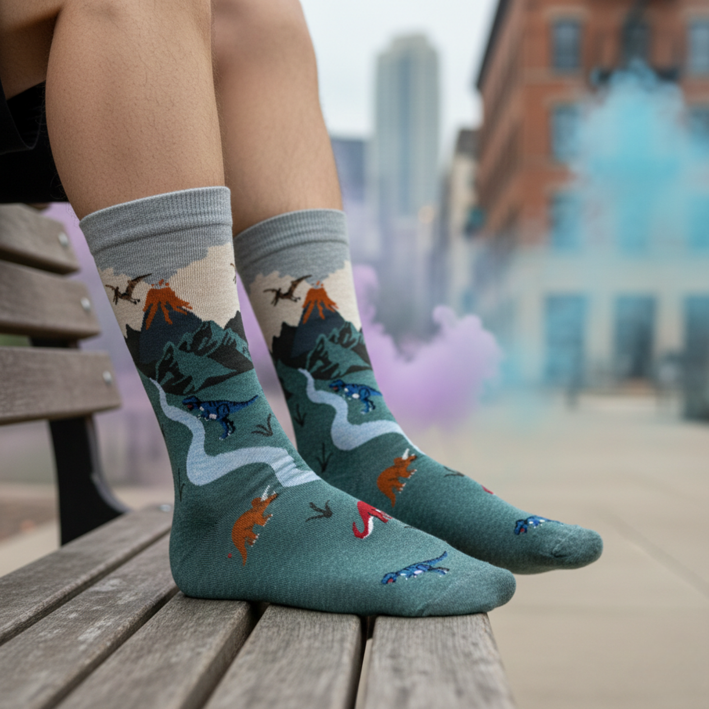 Jurassic Valley Dinozor Desenli Çorap