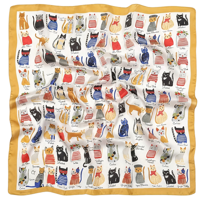 Neşeli Kediler Fular – Sarı | 68 cm x 68 cm