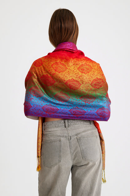 Paisley Desen Pashmina Şal-Rainbow