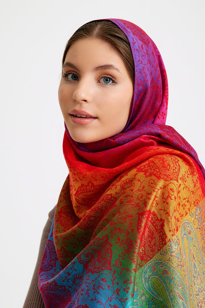 Paisley Desen Pashmina Şal-Rainbow