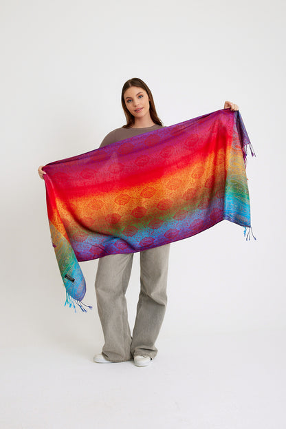Paisley Desen Pashmina Şal-Rainbow