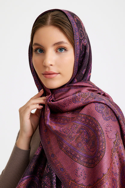 Paisley Desen Pashmina Şal - Mor