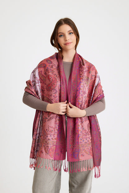 Paisley Desen Pashmina Şal - Pembe
