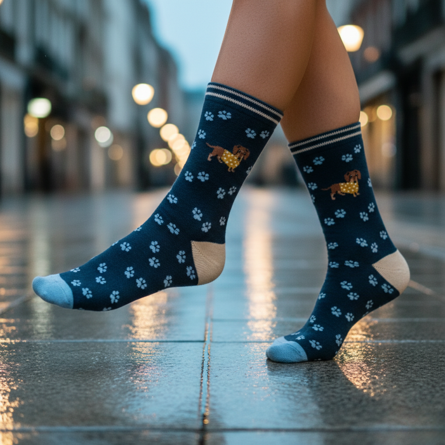 Pati Desenli Dachshund Köpek Çorap