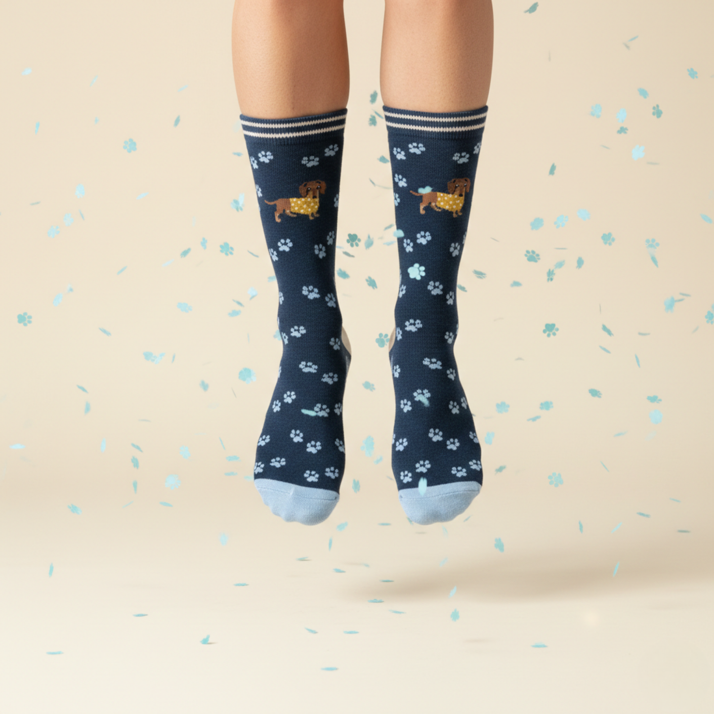 Pati Desenli Dachshund Köpek Çorap