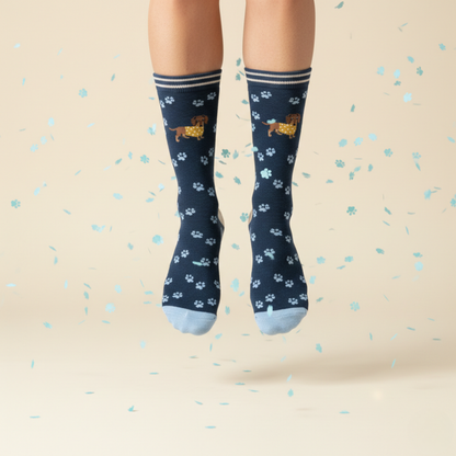 Pati Desenli Dachshund Köpek Çorap