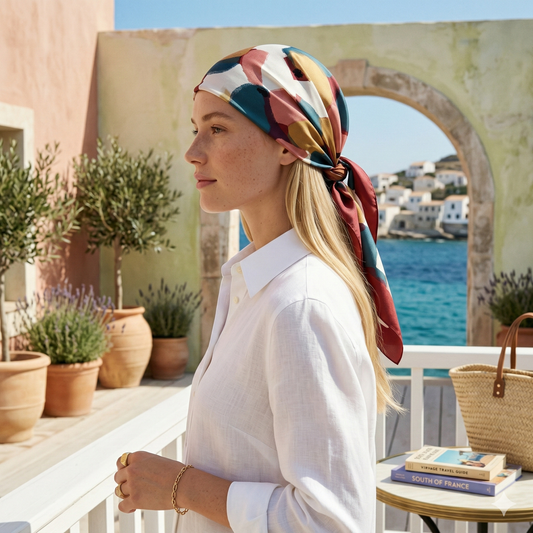 Renk Blokları Fular – Bordo | 68 cm x 68 cm