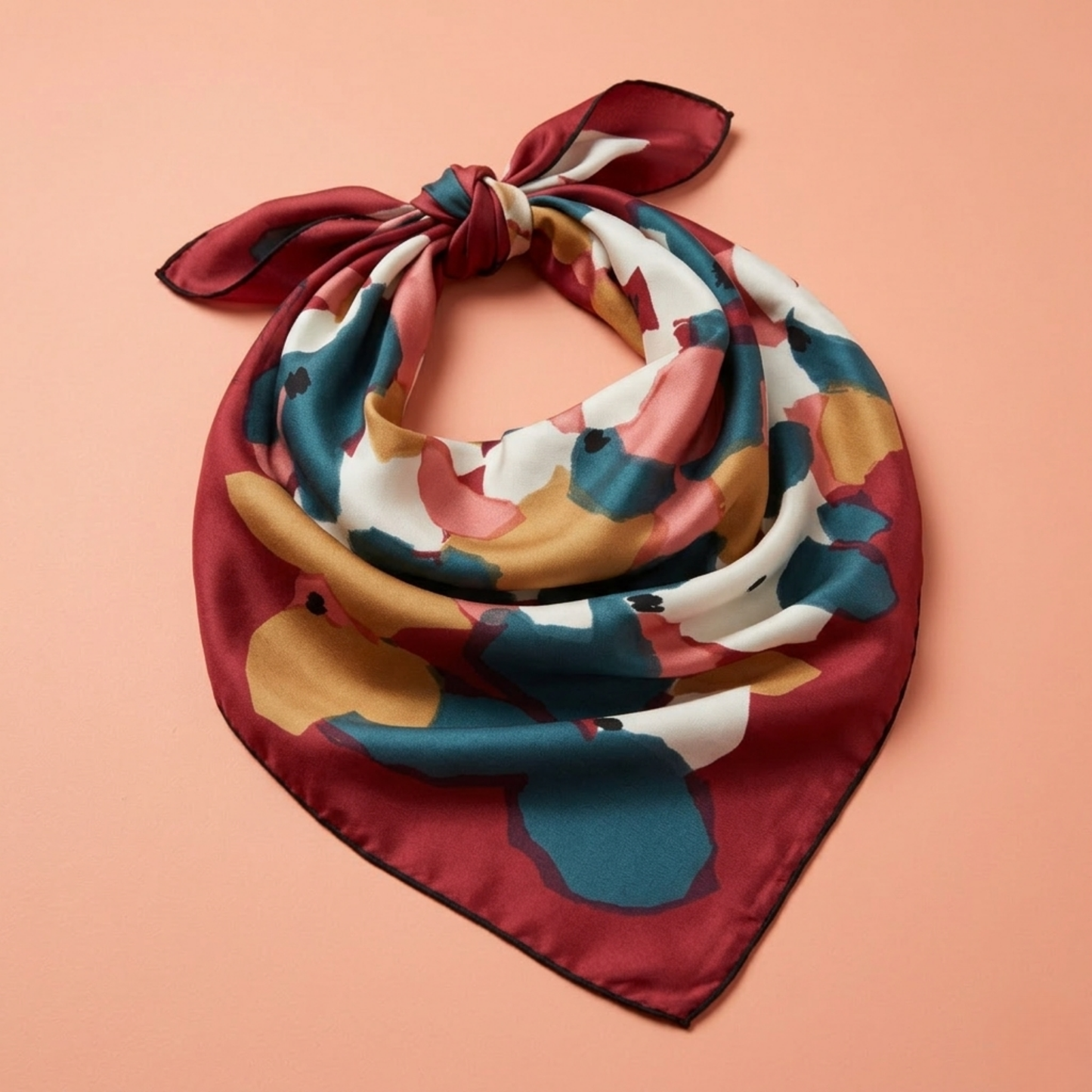 Renk Blokları Fular – Bordo | 68 cm x 68 cm