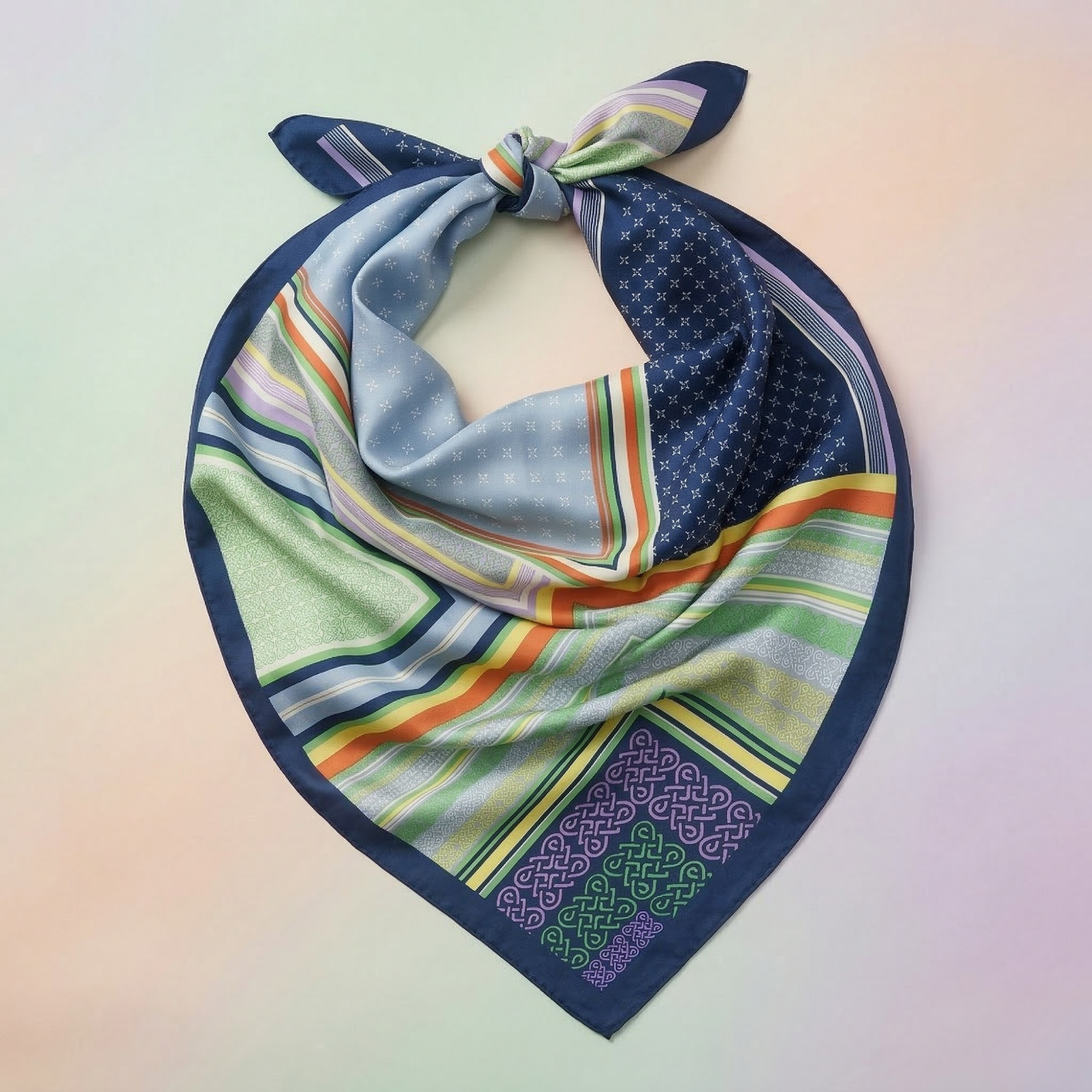 Renk Geometrisi Fular – Lacivert | 68 cm x 68 cm