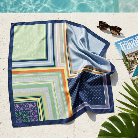 Renk Geometrisi Fular – Lacivert | 68 cm x 68 cm