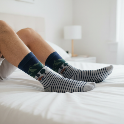 Road Trip Dağ Manzaralı Çizgili Çorap