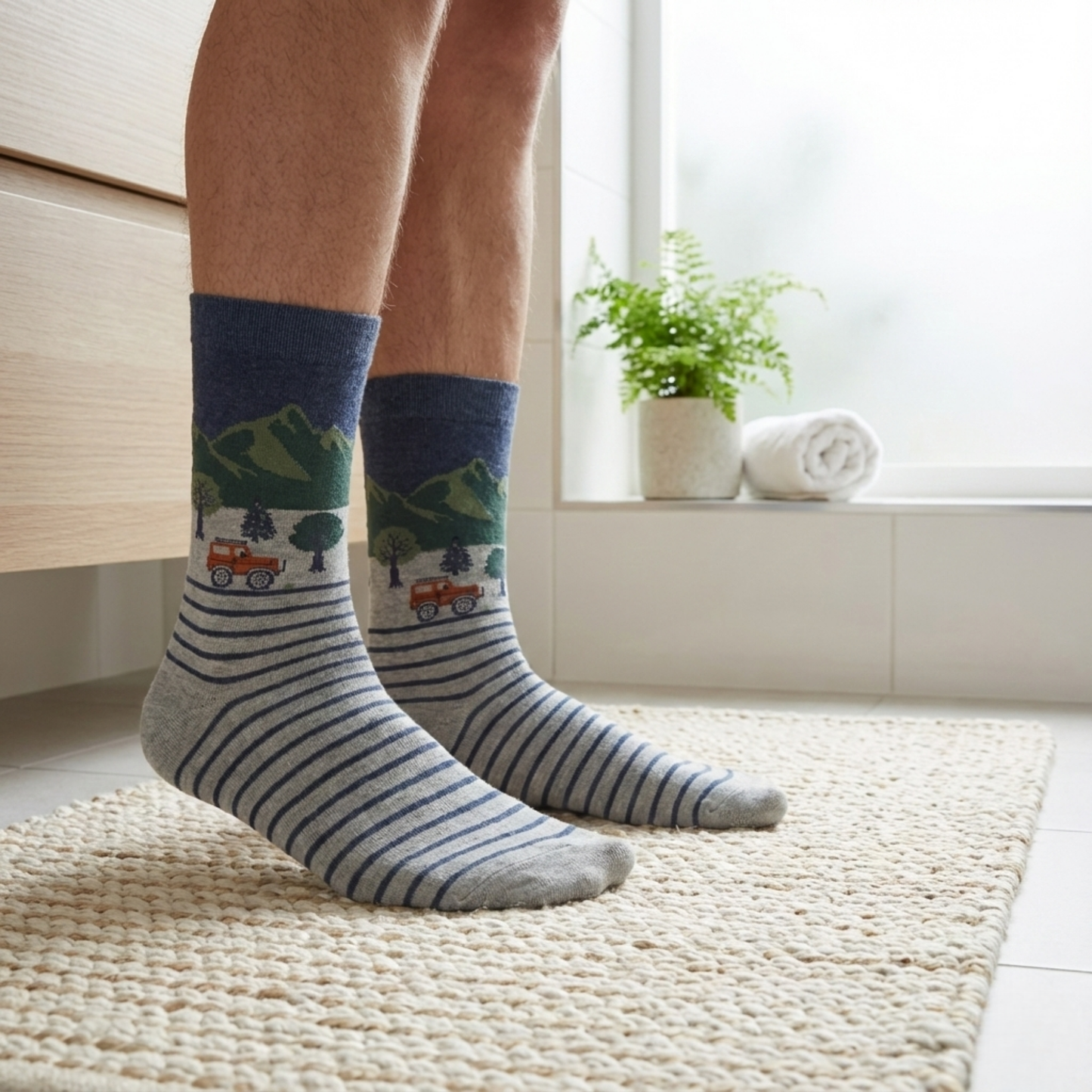 Road Trip Dağ Manzaralı Çizgili Çorap