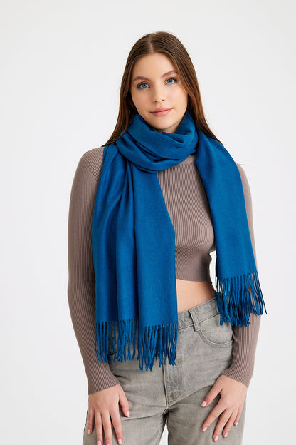 Basic Sky Kaşmir Unisex Şal -  Petrol Mavisi