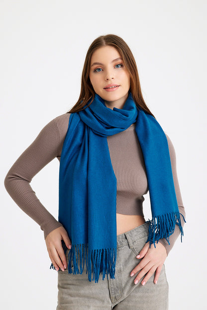 Basic Sky Kaşmir Unisex Şal -  Petrol Mavisi