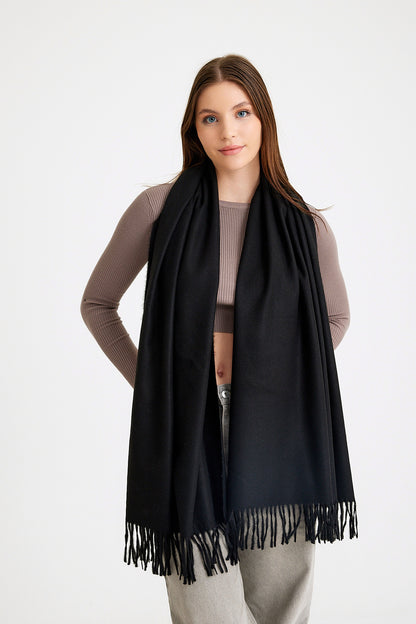 Basic Sky Kaşmir Unisex Şal - Siyah