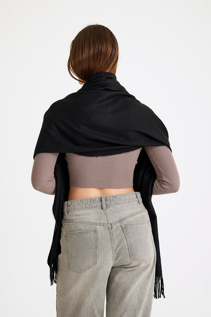 Basic Sky Kaşmir Unisex Şal - Siyah