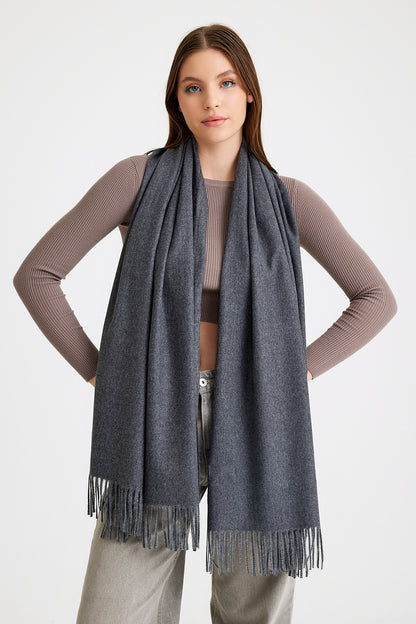 Basic Sky Kaşmir Unisex Şal - Antrasit