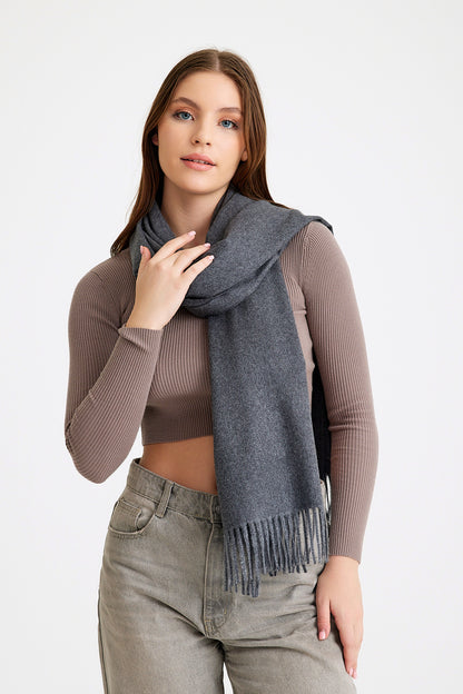 Basic Sky Kaşmir Unisex Şal - Antrasit
