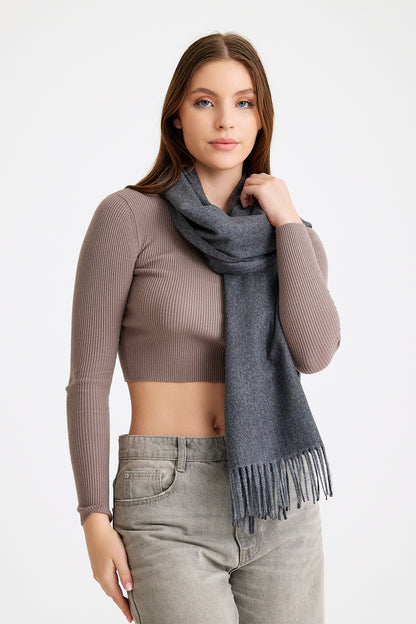 Basic Sky Kaşmir Unisex Şal - Antrasit